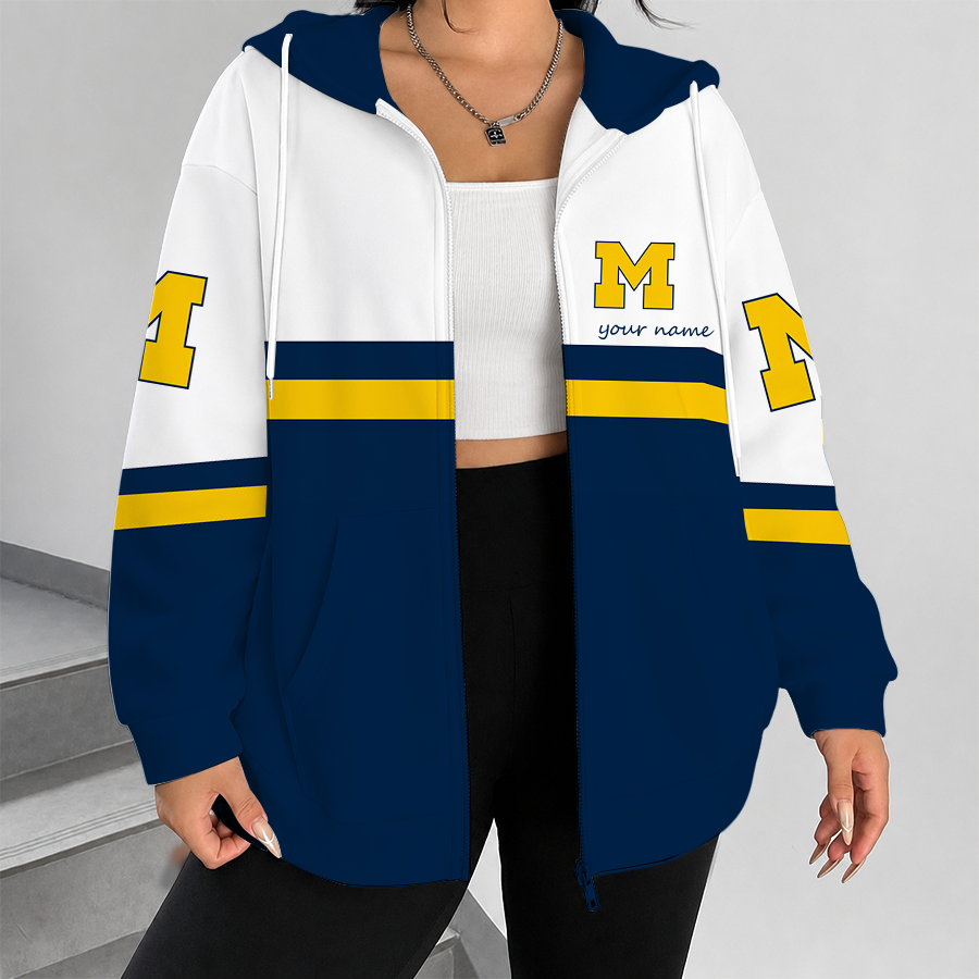 [FAN FAVORITE] NEW CUSTOMIZED NCAA MAM02 MIW MICHIGAN WOLVERINES STRAPPY ZIP HOODIE