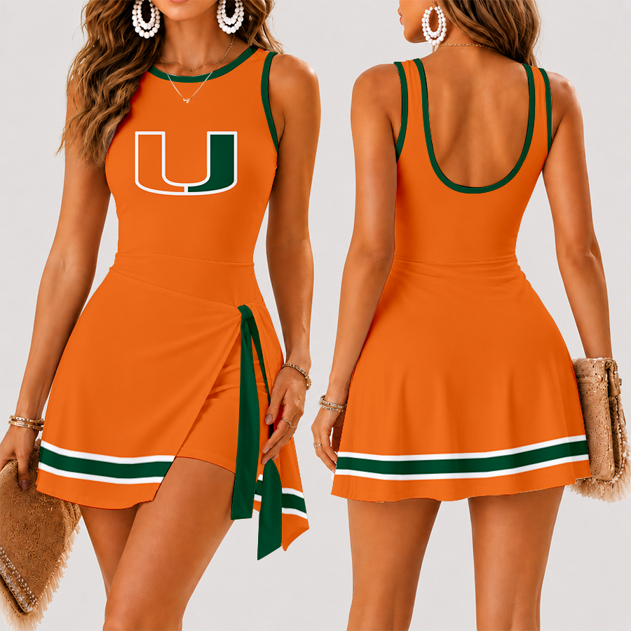 [FAN FAVORITE] NEW CUSTOMIZED NCAA CWS04 MIH MIAMI HURRICANES WOMEN'S SUMMER SKORT DRESS