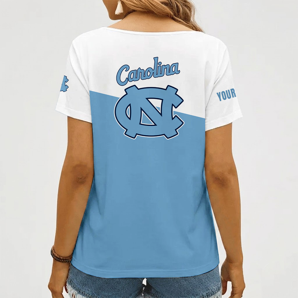 [FAN FAVORITE] NEW CUSTOMIZED NCAA MAM05 NTH NORTH CAROLINA TAR HEELS STRAPPY V-NECK FEMALE SHIRT