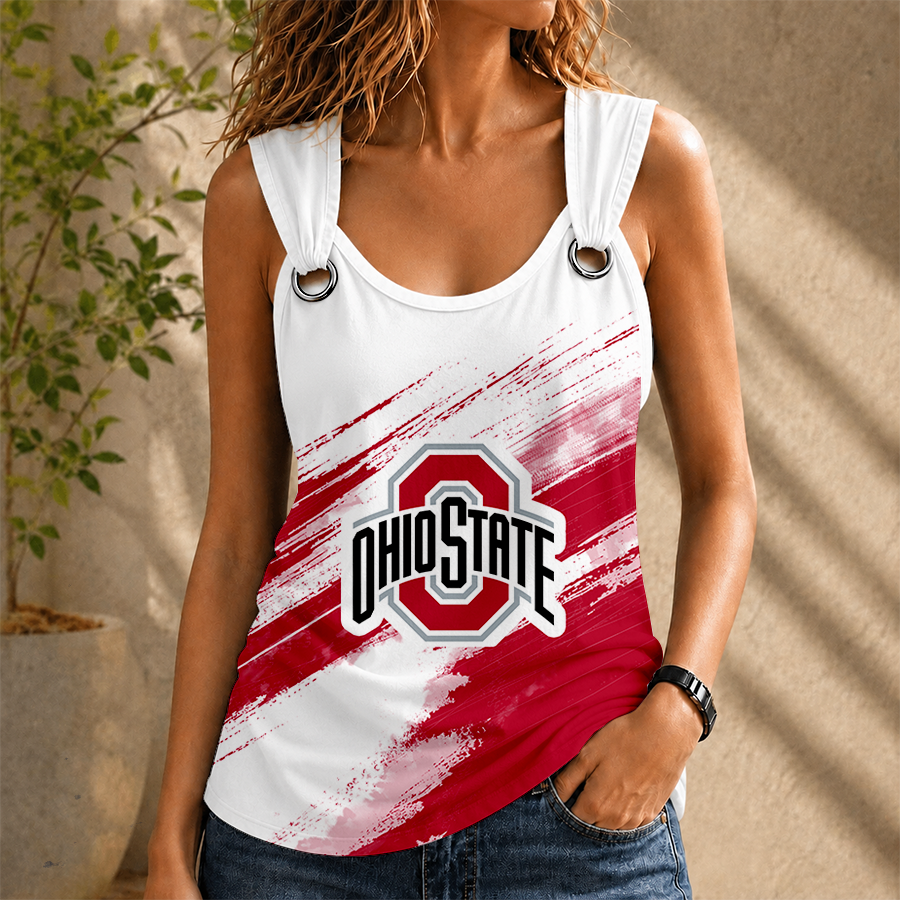 [FAN FAVORITE] NEW CUSTOMIZED NCAA FBS05 OSB OHIO STATE BUCKEYES O-RING SHOULDER TANK TOP
