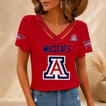 [FAN FAVORITE] NEW CUSTOMIZED NCAA CWS06 ARW ARIZONA WILDCATS V-NECK SHIRT