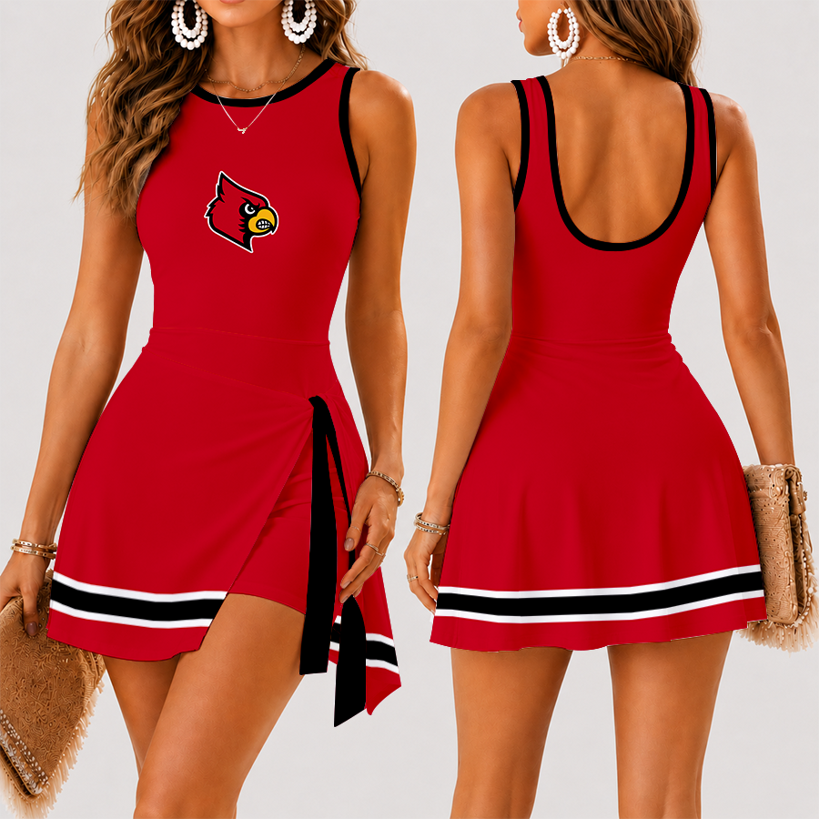 [FAN FAVORITE] NEW CUSTOMIZED NCAA FBS10 ULC LOUISVILLE CARDINALS WOMEN'S SUMMER SKORT DRESS