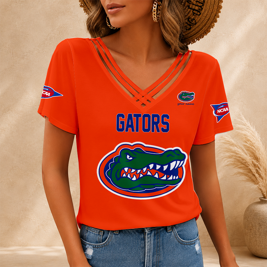 [FAN FAVORITE] NEW CUSTOMIZED NCAA CWS08 FLG FLORIDA GATORS V-NECK SHIRT