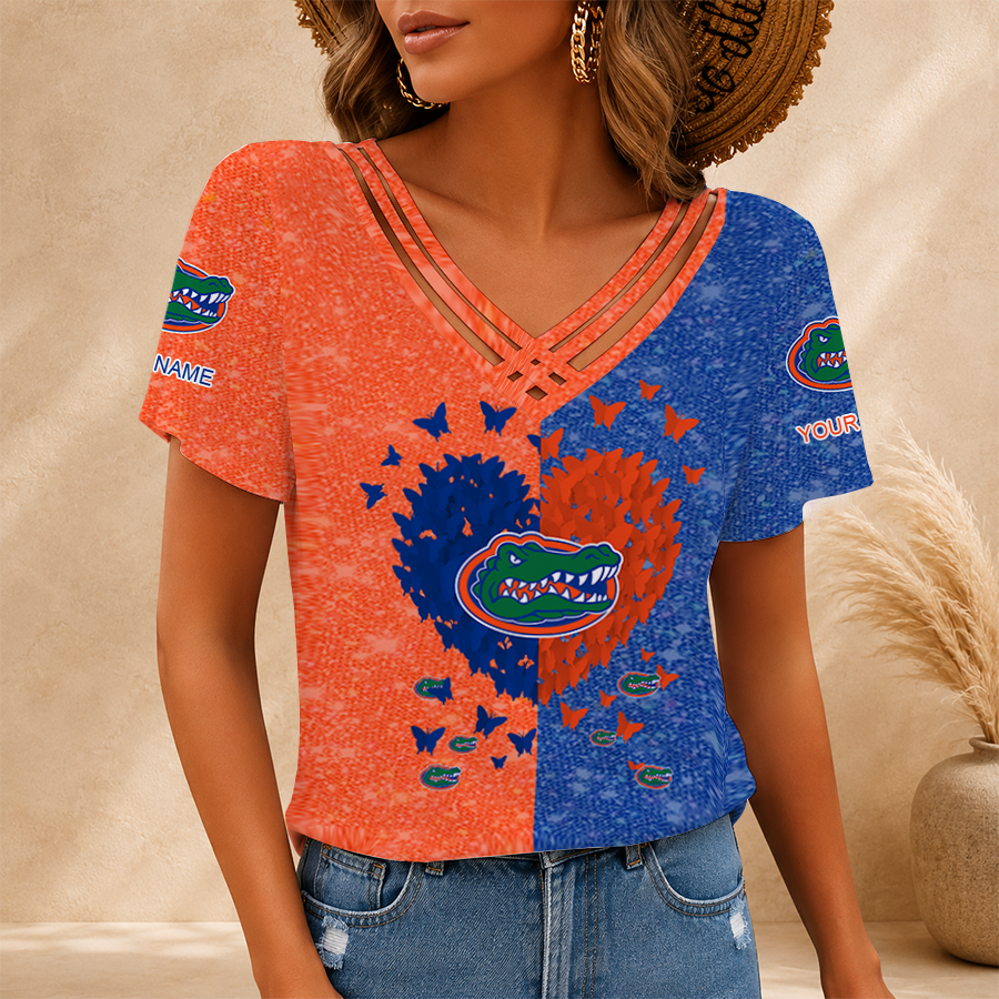 [FAN FAVORITE] NEW CUSTOMIZED NCAA CWS08 FLG FLORIDA GATORS V-NECK SHIRT