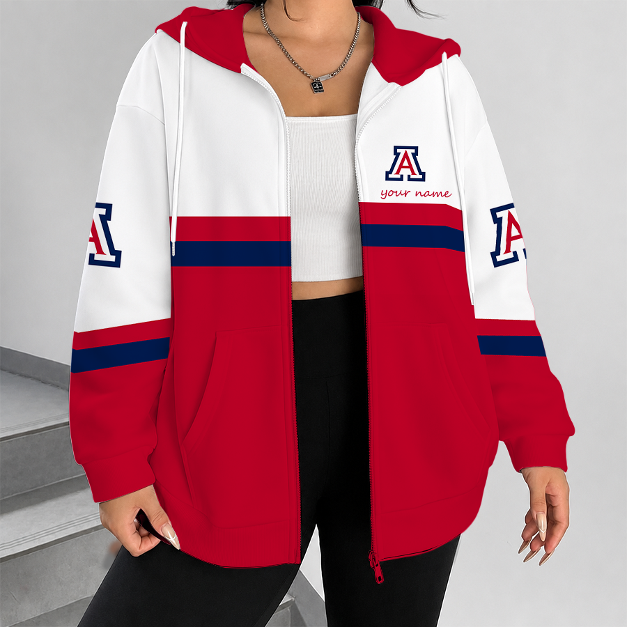 [FAN FAVORITE] NEW CUSTOMIZED NCAA MAM09 ARW ARIZONA WILDCATS STRAPPY ZIP HOODIE