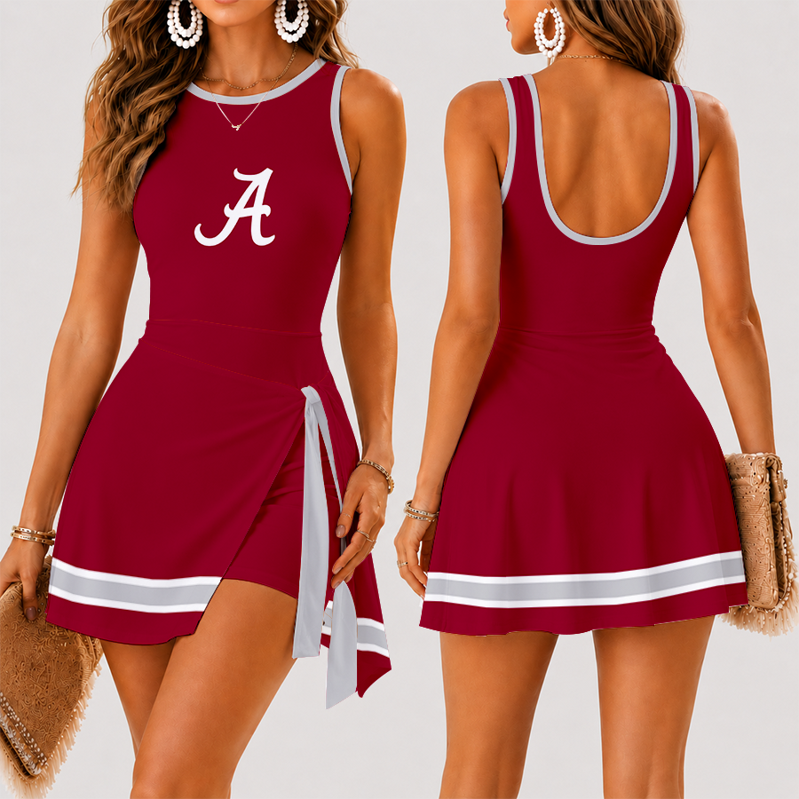 [FAN FAVORITE] NEW CUSTOMIZED NCAA FBS08 ABC ALABAMA CRIMSON TIDE WOMEN'S SUMMER SKORT DRESS