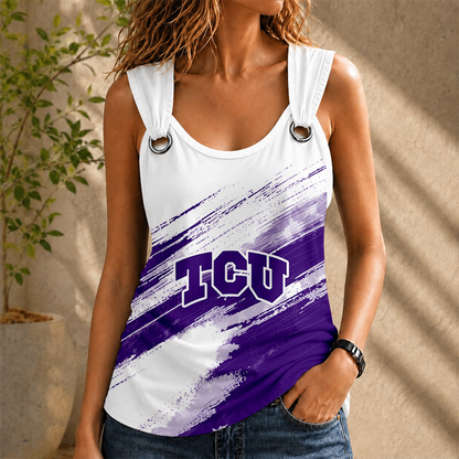 [FAN FAVORITE] NEW CUSTOMIZED NCAA FBS09 THF TCU HORNED FROGS O-RING SHOULDER TANK TOP