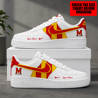 [FAN FAVORITE] NEW CUSTOMIZED NCAA MAM11 MLT MARYLAND TERRAPINS STRAPPY AF1 SHOES