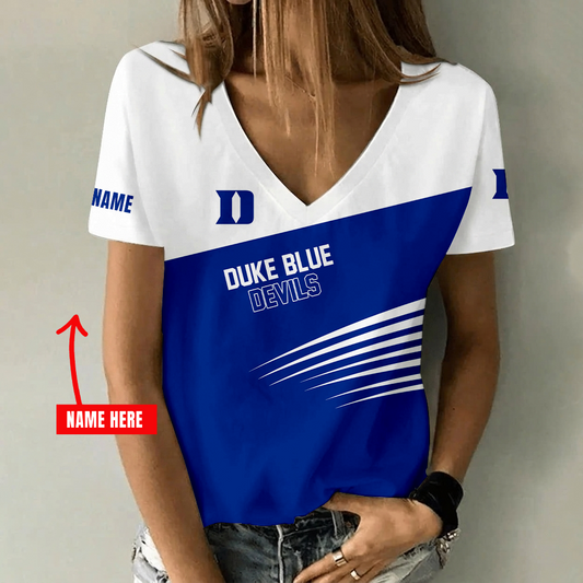 [FAN FAVORITE] NEW CUSTOMIZED NCAA MAM12 DLD DUKE BLUE DEVILS STRAPPY V-NECK FEMALE SHIRT