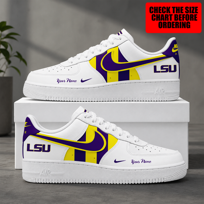 [FAN FAVORITE] NEW CUSTOMIZED NCAA MAM13 LST LSU TIGERS STRAPPY AF1 SHOES