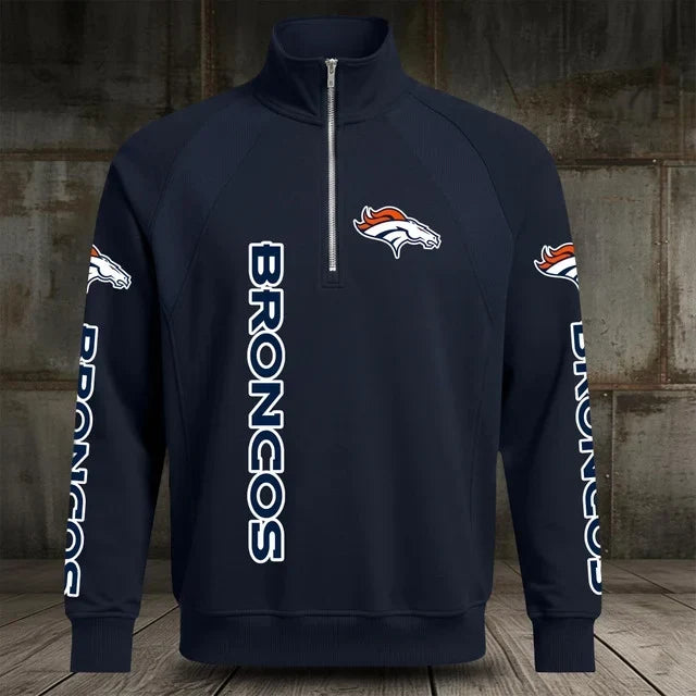 [SPECIAL OFFER] NEW CUSTOMIZED NFL13 DVB DENVER BRONCOS MEN'S MULTICOLOR QUARTER-ZIP PULLOVER