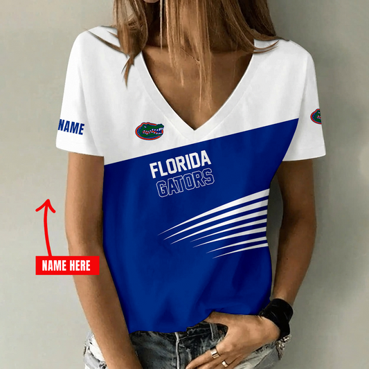 [FAN FAVORITE] NEW CUSTOMIZED NCAA MAM14 FLG FLORIDA GATORS STRAPPY V-NECK FEMALE SHIRT