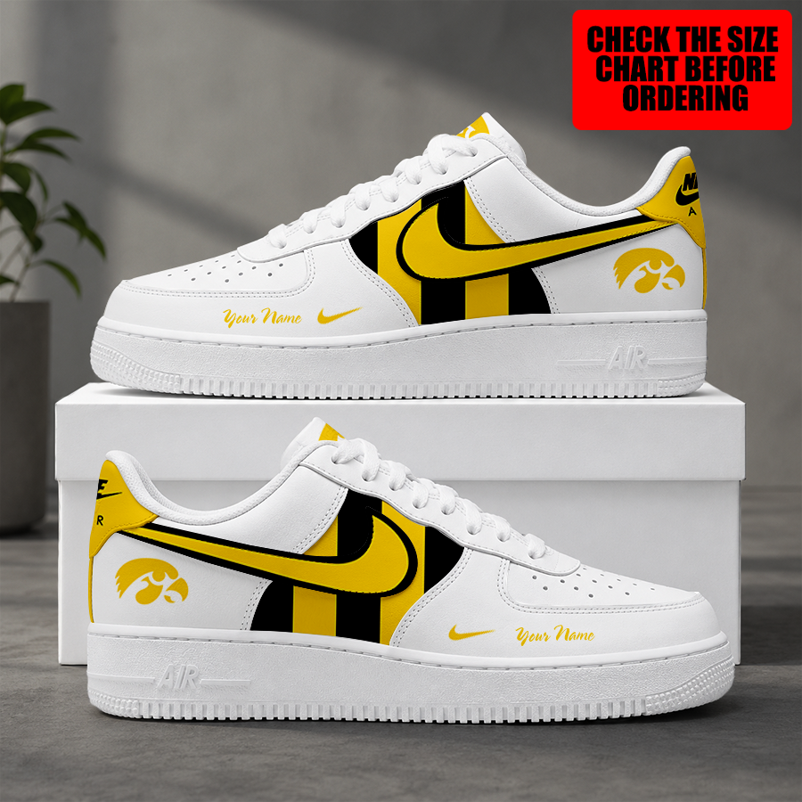 [FAN FAVORITE] NEW CUSTOMIZED NCAA MAM16 IWH IOWA HAWKEYES STRAPPY AF1 SHOES
