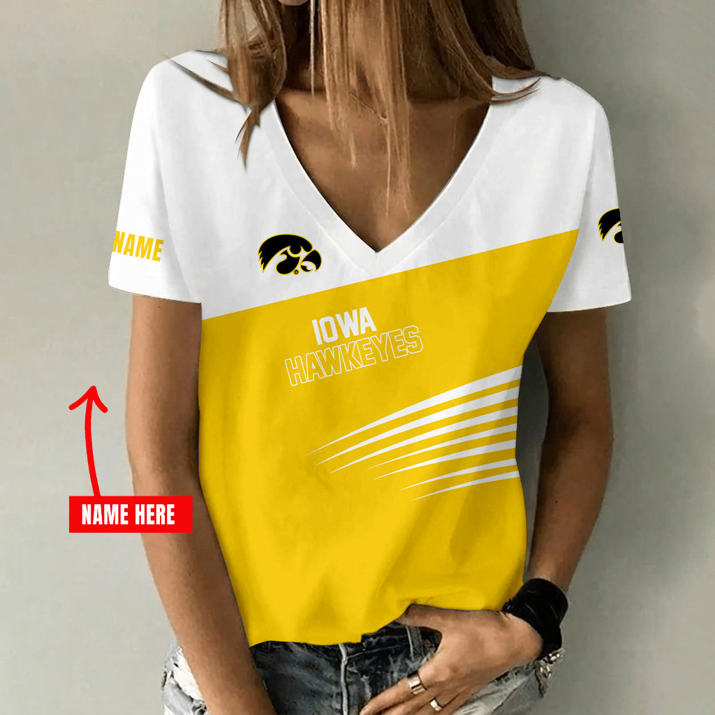 [FAN FAVORITE] NEW CUSTOMIZED NCAA MAM16 IWH IOWA HAWKEYES STRAPPY V-NECK FEMALE SHIRT