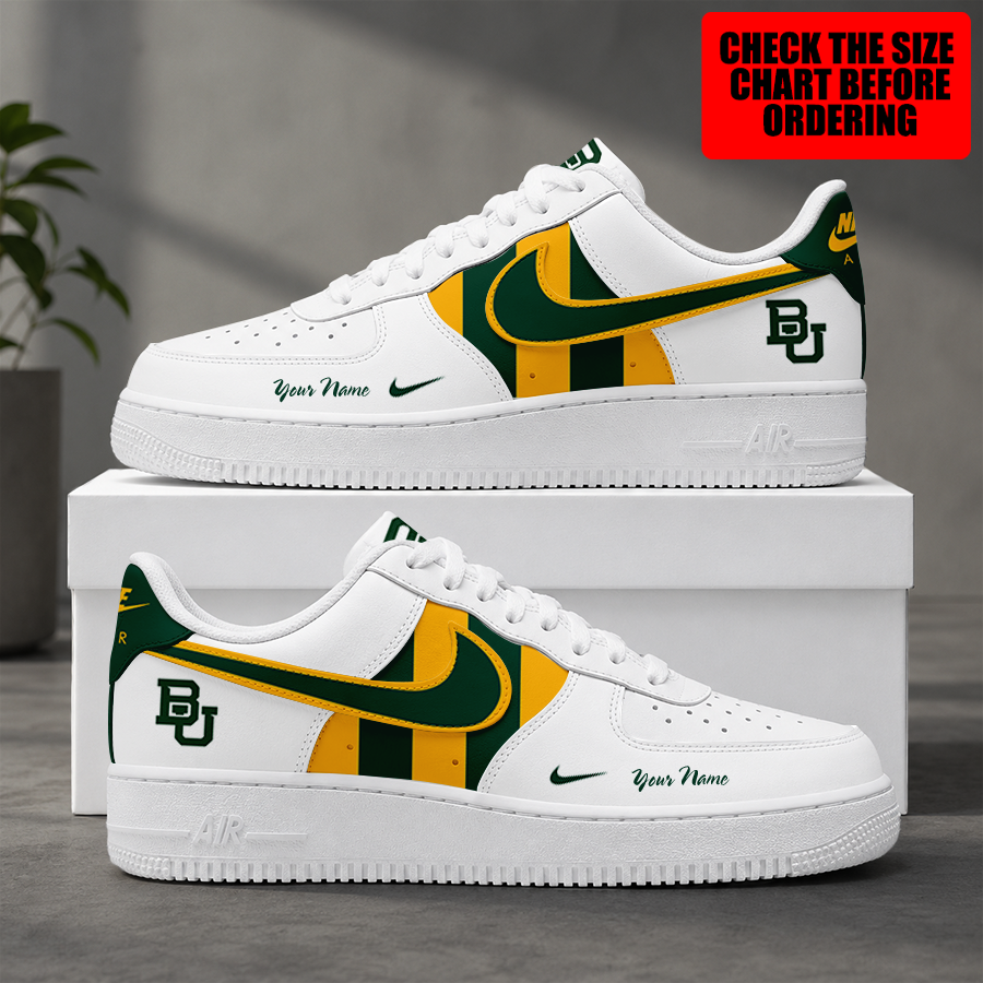 [FAN FAVORITE] NEW CUSTOMIZED NCAA MAM18 BAB BAYLOR BEARS STRAPPY AF1 SHOES