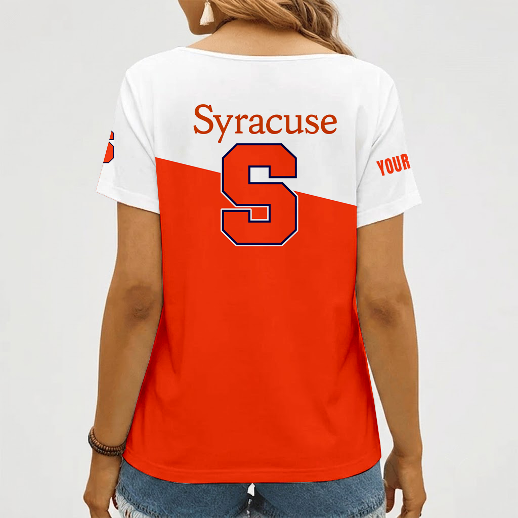 [FAN FAVORITE] NEW CUSTOMIZED NCAA MAM19 SYO SYRACUSE ORANGE STRAPPY V-NECK FEMALE SHIRT