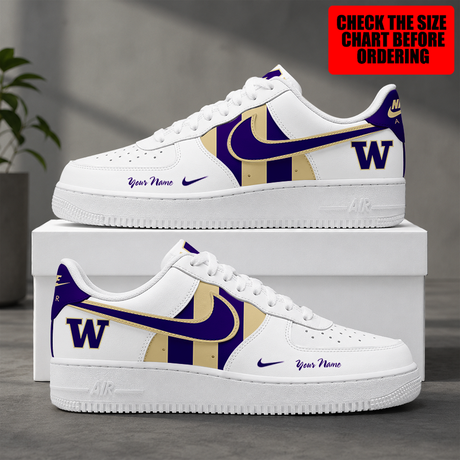 [FAN FAVORITE] NEW CUSTOMIZED NCAA FBS19 WSH WASHINGTON HUSKIES AF1 SHOES