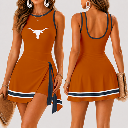 [FAN FAVORITE] NEW CUSTOMIZED NCAA FBS22 TXL TEXAS LONGHORNS WOMEN'S SUMMER SKORT DRESS
