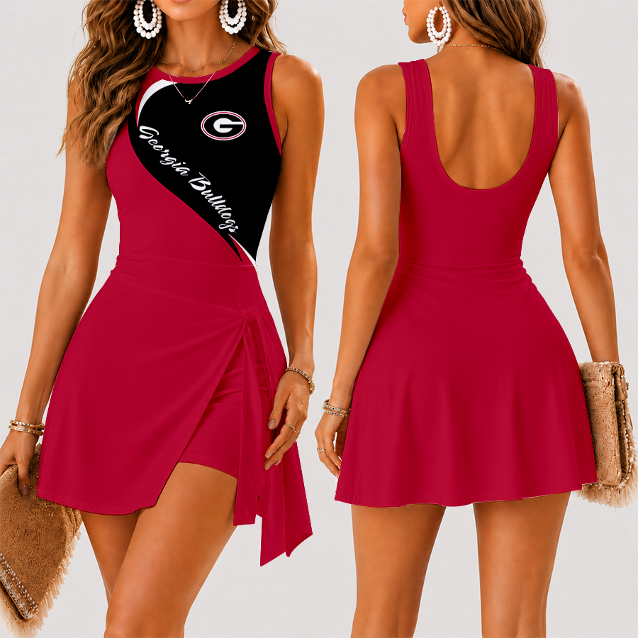 [FAN FAVORITE] NEW CUSTOMIZED NCAA CWS23 GEB GEORGIA BULLDOGS WOMEN'S SUMMER SKORT DRESS