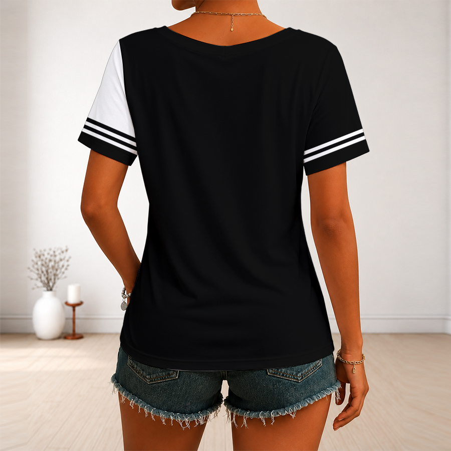 [SPECIAL OFFER] NEW CUSTOMIZED NFL23 CLP CAROLINA PANTHERS V-NECK FEMALE SHIRT