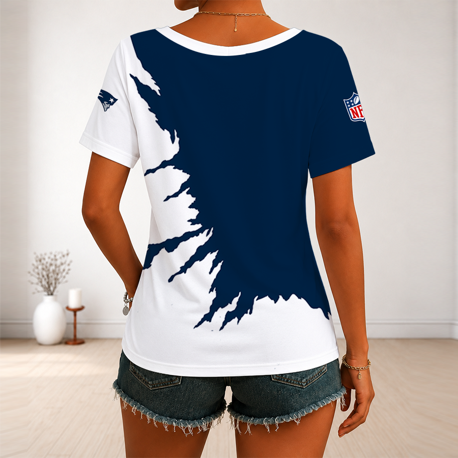 [SPECIAL OFFER] NEW CUSTOMIZED NFL27 NEP NEW ENGLAND PATRIOTS V-NECK FEMALE SHIRT