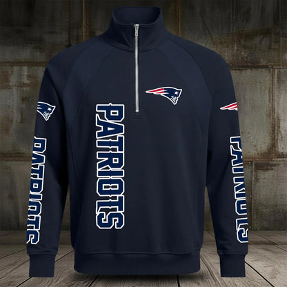 [SPECIAL OFFER] NEW CUSTOMIZED NFL27 NEP NEW ENGLAND PATRIOTS MEN'S MULTICOLOR QUARTER-ZIP PULLOVER