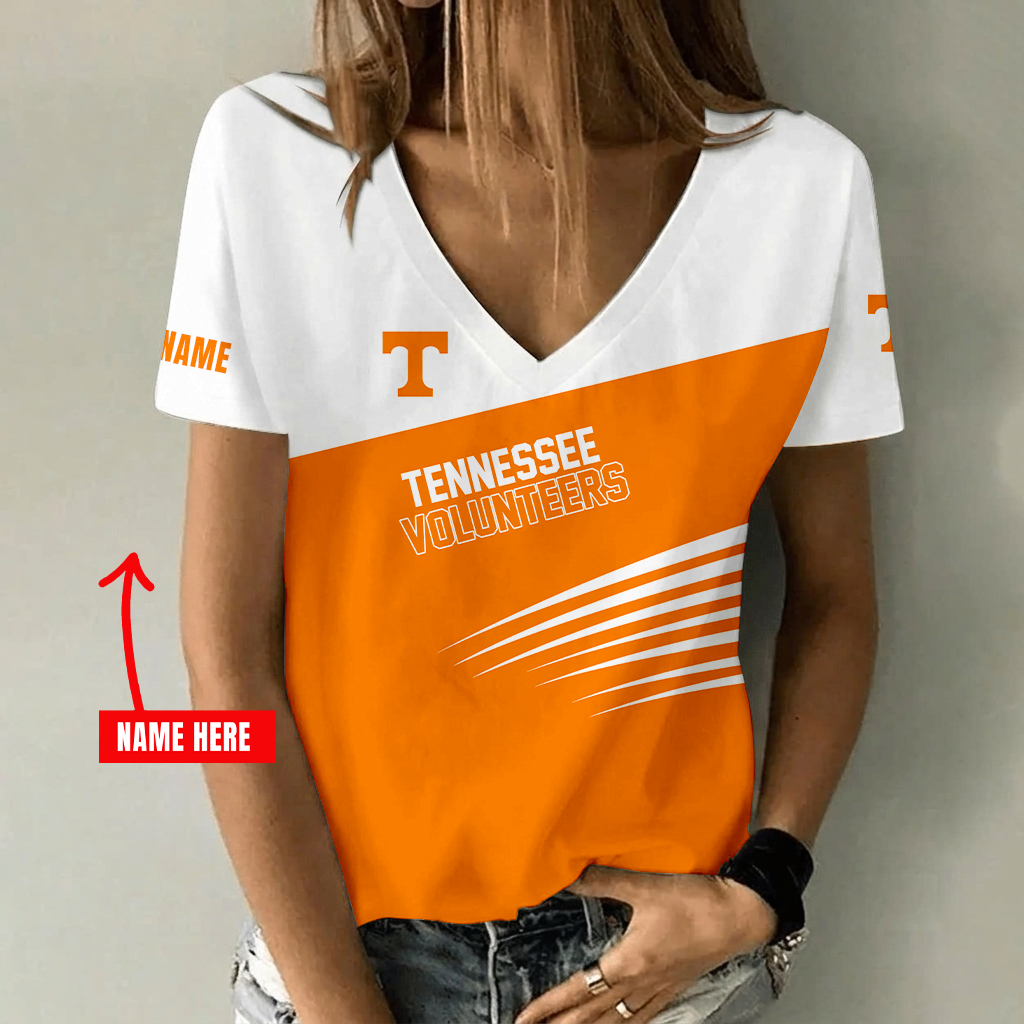 [FAN FAVORITE] NEW CUSTOMIZED NCAA MAM28 TNV TENNESSEE VOLUNTEERS STRAPPY V-NECK FEMALE SHIRT
