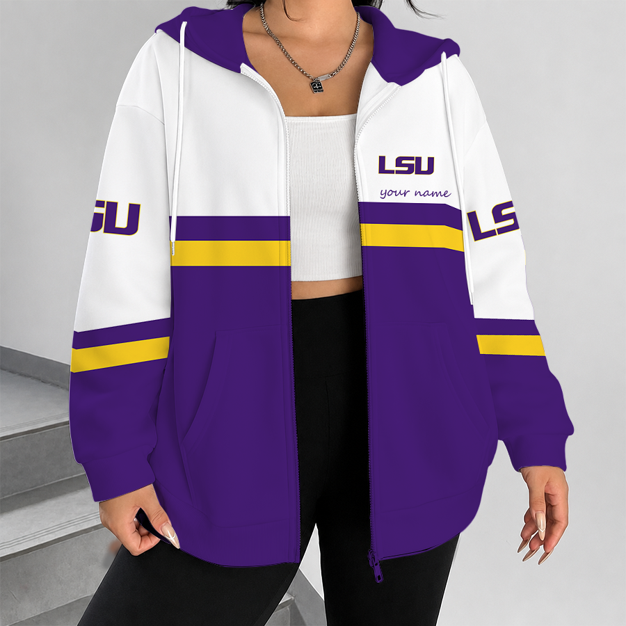 [FAN FAVORITE] NEW CUSTOMIZED NCAA FBS29 LST LSU TIGERS ZIP HOODIE