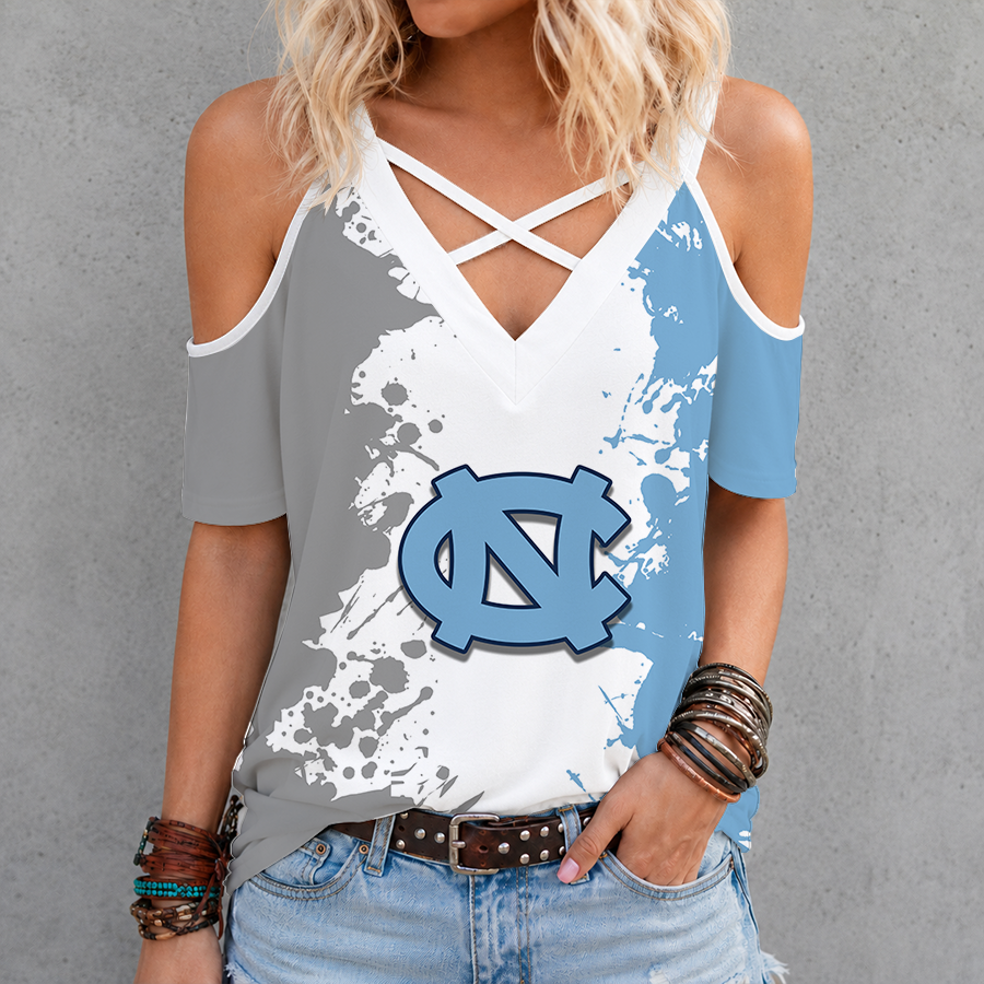 [FAN FAVORITE] NEW CUSTOMIZED NCAA CWS29 NTH NORTH CAROLINA TAR HEELS CRISS CROSS V-NECK TOP