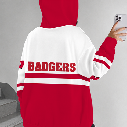 [FAN FAVORITE] NEW CUSTOMIZED NCAA MAM29 WSB WISCONSIN BADGERS STRAPPY ZIP HOODIE