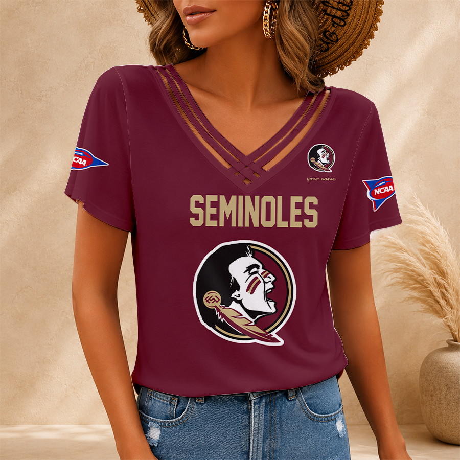 [FAN FAVORITE] NEW CUSTOMIZED NCAA CWS30 FLS FLORIDA STATE SEMINOLES V-NECK SHIRT