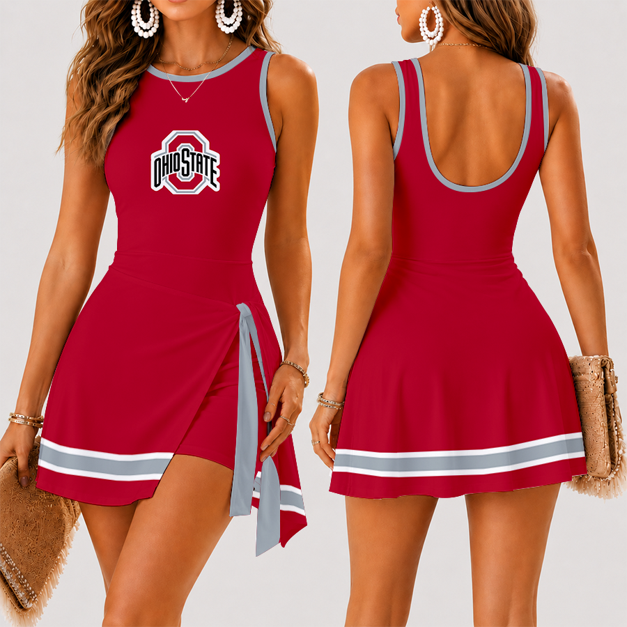 [FAN FAVORITE] NEW CUSTOMIZED NCAA MAM30 OSB OHIO STATE BUCKEYES WOMEN'S SUMMER SKORT DRESS