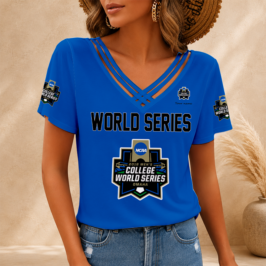 [FAN FAVORITE] NEW CUSTOMIZED NCAA CWS31 COLLEGE WORLD SERIES V-NECK SHIRT