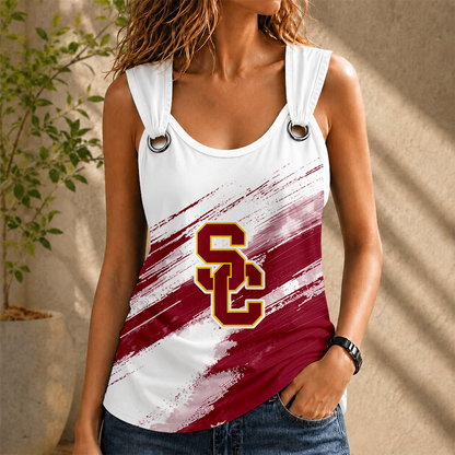 [FAN FAVORITE] NEW CUSTOMIZED NCAA FBS32 USC USC TROJANS O-RING SHOULDER TANK TOP
